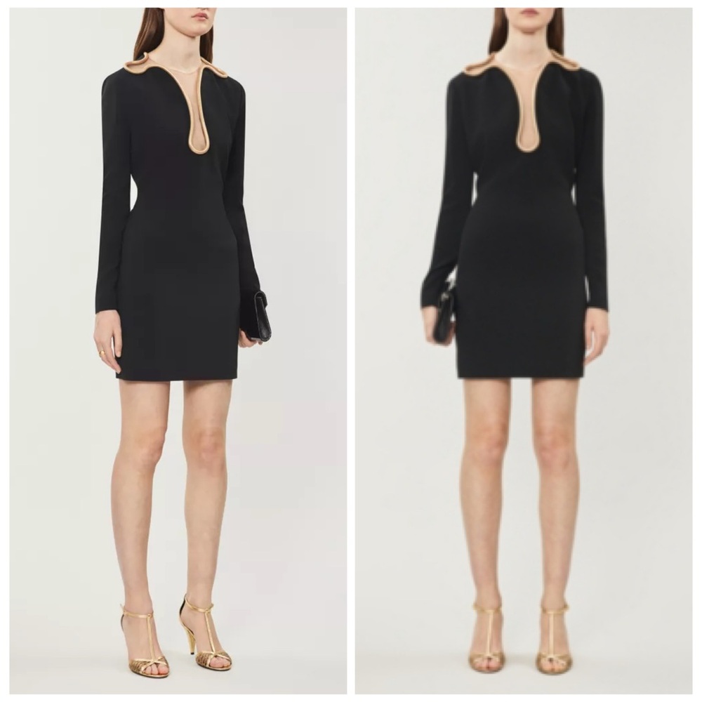 STELLA MCCARTNEY Isabela Chain Trim Mini Dress Black IT42 US6 Cocktail Evening - Picture 3 of 16